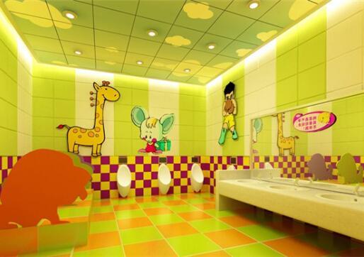 用弹性地板丰富的色彩，打造健康多彩的幼儿园卫生间设计